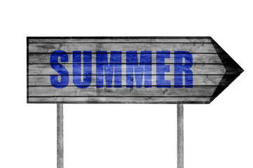 Summer wooden sign isolated on white