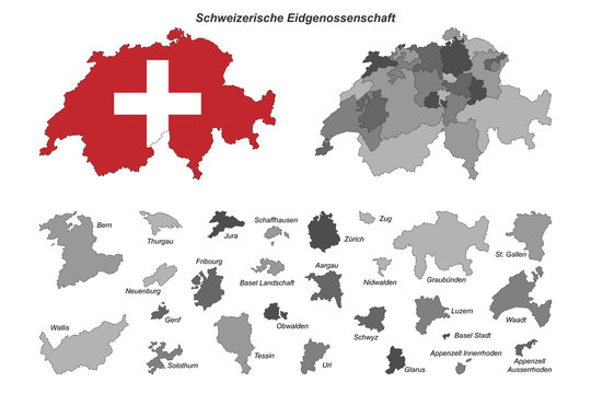 Schweizerische Eidgenossenschaft - Kantonskarte