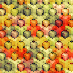 Colorfull vintage 3D boxes background - vibrance cubes pattern