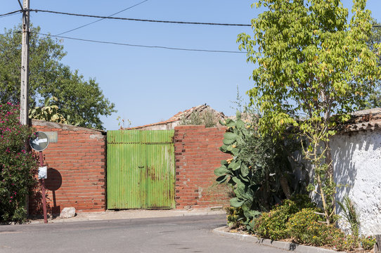 Traditional street in a small hamlet in La Mancha, Ciudad Real Province, Spain