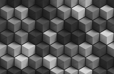 3D gray geometric seamless pattern background - obrazy, fototapety, plakaty