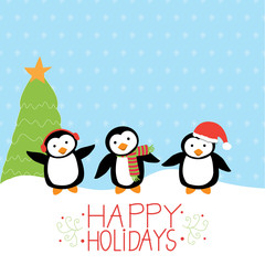 Merry christmas penguins vector. illustration EPS10.