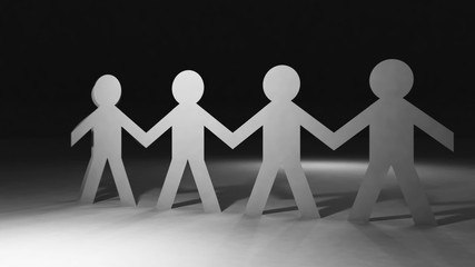 Human pyramid standing on plain background(included alpha)