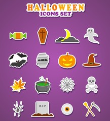 Halloween icons. Stickers Vector Illustration.