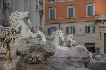 Detail of Trevi fountain, Rome, Italy 