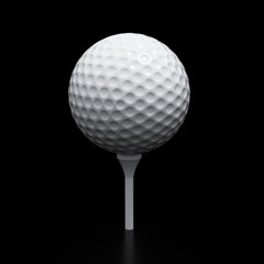 Golf ball on tee isolated with clipping path