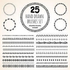 Set of 25 hand drawn pattern brushes - 93453364