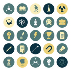 Fototapeta premium Flat design icons for education and science