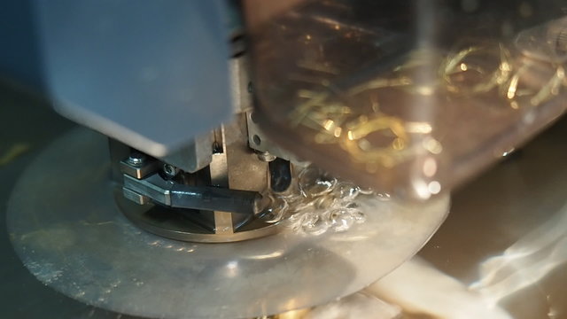 spark erosion machine working zone close up