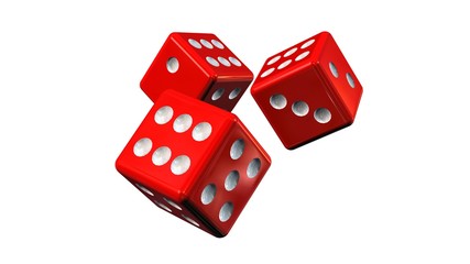 three red Dices - isolated on white background