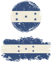 Honduras round and square grunge flags. Vector illustration.