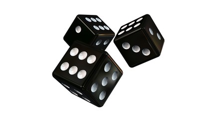 three black Dices - isolated on white background
