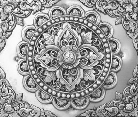 Background floral carved silver black.