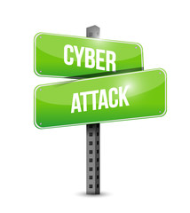 cyber attack street sign concept