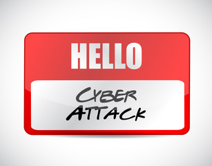 cyber attack name tag sign concept