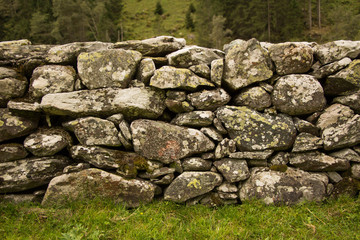 Steinmauer auf der Alm