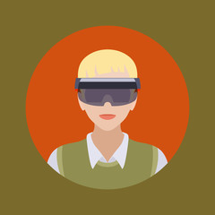 Man in the augmented reality glasses