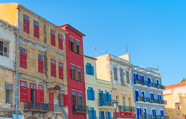 Colorful old houses on the street.