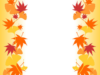 モミジとイチョウ（一重枠）オレンジ