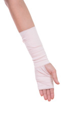 close-up injured arm wrapped in an Elastic Bandage