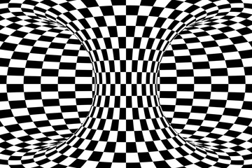 Fototapeta premium Black and White Checkered Torus Abstract Background