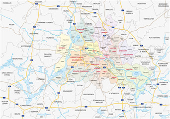 Berlin-Brandenburg Metropolitan Region Map - obrazy, fototapety, plakaty