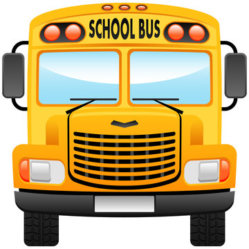 School bus vector illustration, front view.