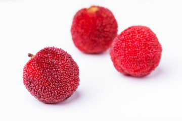 red and ripe waxberry under white background