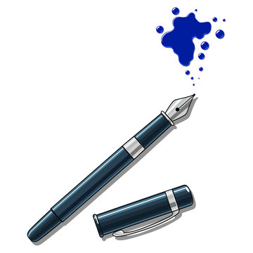 Ink pen and blot vector illustration