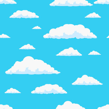 Seamless vector clouds pattern