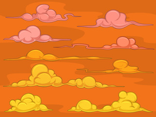 Sunset cartoon clouds