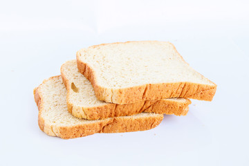 Close-up image white bread against the white background