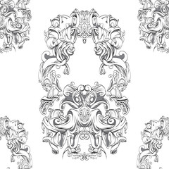 drawing hand vintage frame baroque elements for advertising in vintage style