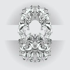 drawing hand vintage frame baroque elements for advertising in vintage style