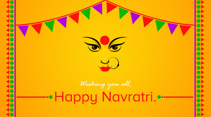 Happy Navratri/Dushehara Celebration Greetings on Yellow Background