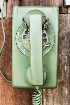 Old green telephone