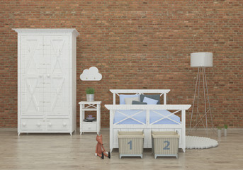 kids bedroom interior 3d rendering image