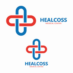 Cross plus medical logo design template