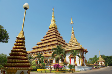 Exterior of the Phra Mahatat Kaen Nakhon temple in Khon Kaen, Thailand.