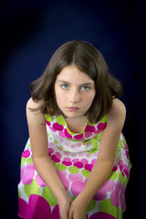 Portrait of beautiful sad little girl