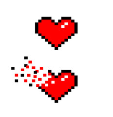 Heart Icons, a vector illustration of heart icons in retro 8-bit style.