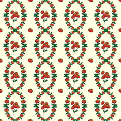 Fototapeta premium Red berries seamless vector pattern background