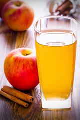 Apple Cider with Cinnamon / Apple Cider / Apple Cider with Cinnamon on Wooden Background