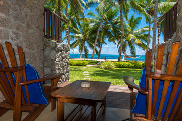 Sunbed on tropical beach