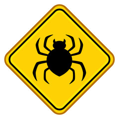 Señal amarilla plana simbolo araña