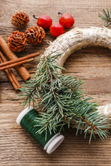 Steps of making christmas door wreath