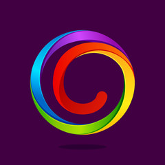 C letter colorful logo in the circle