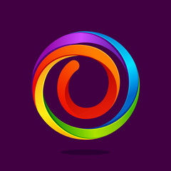 O letter colorful logo in the circle