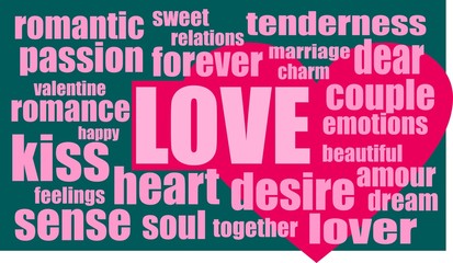 Fototapeta premium love words cloud with heart icon