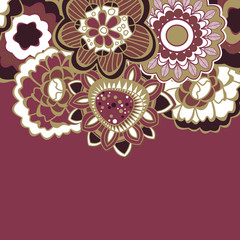 Floral decorative border in trendy colors